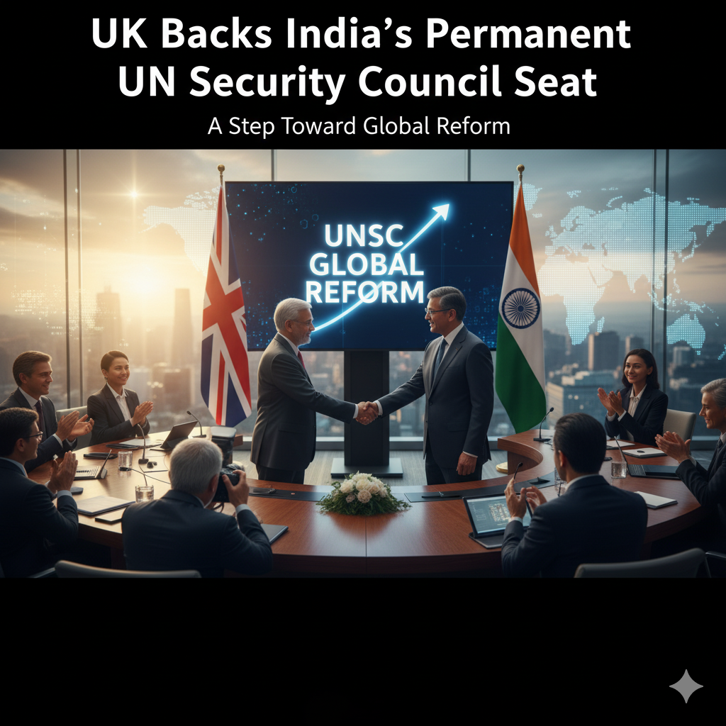 UK Backs India’s Bid for Permanent UN Security Council Seat: A Step Toward Global Reform