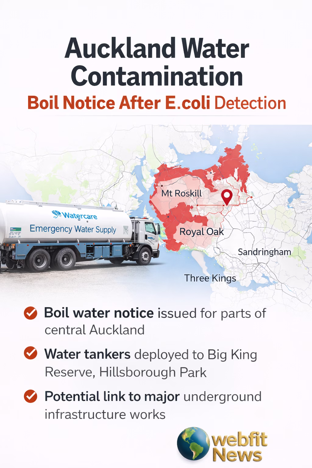 Auckland Water Contamination Alert: Boil Notice After E. coli Detection