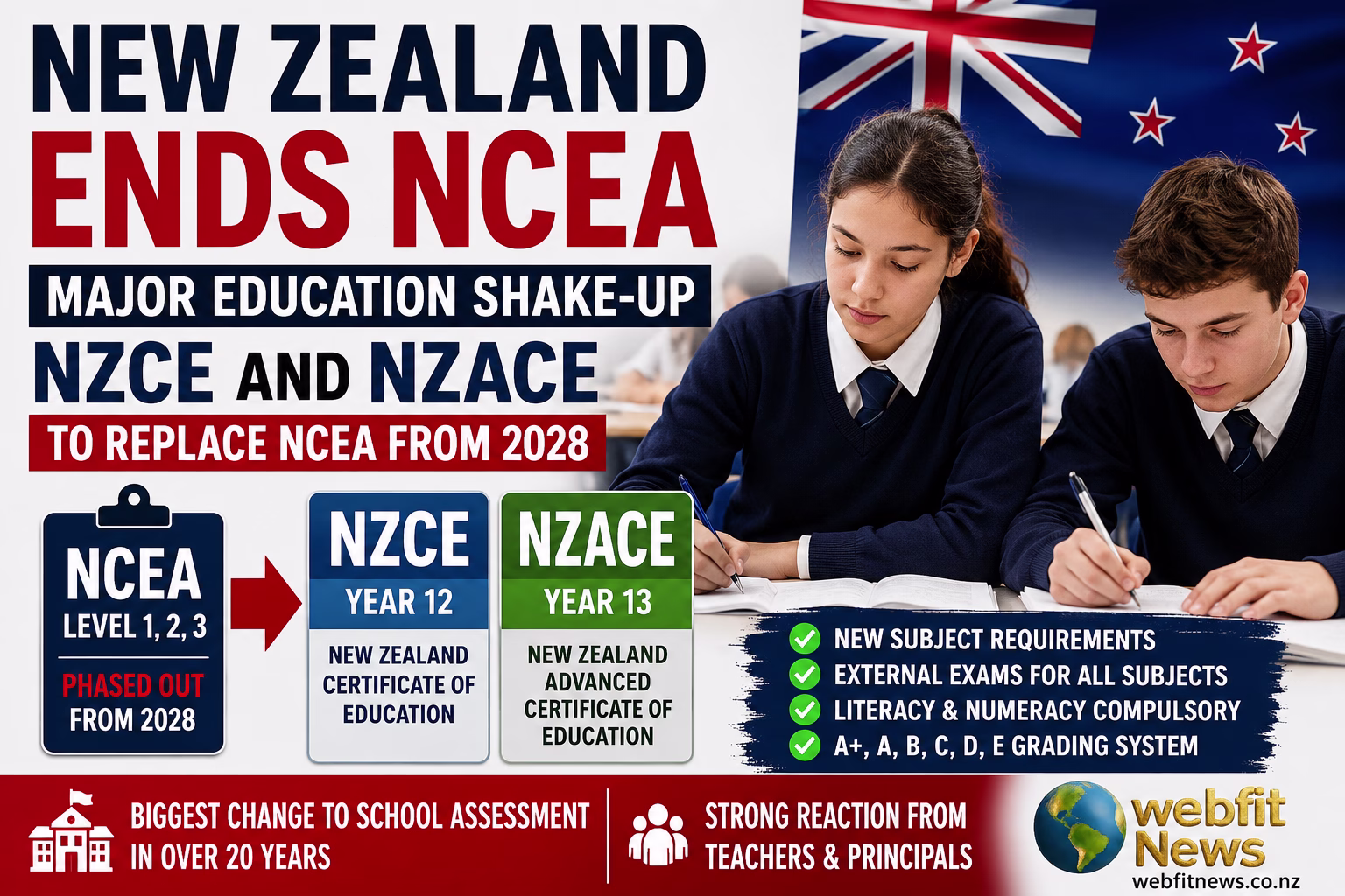New Zealand To Replace NCEA With NZCE And NZACE