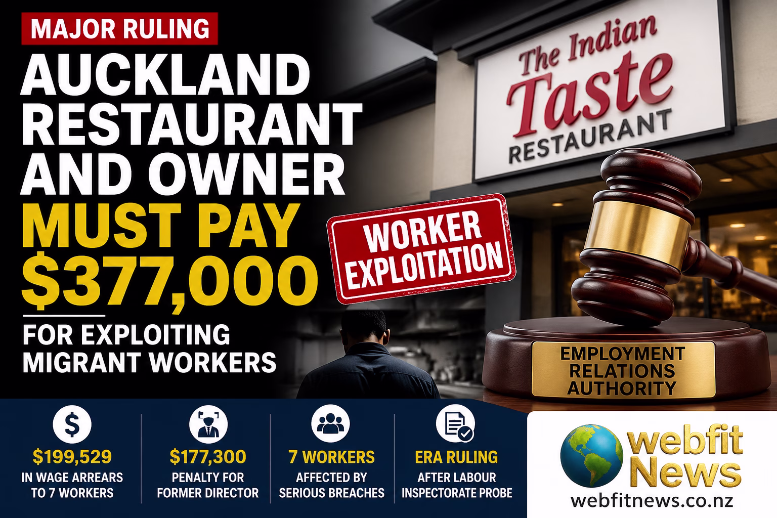 Auckland Restaurant and Former Director Ordered to Pay $377K Over Migrant Worker Exploitation