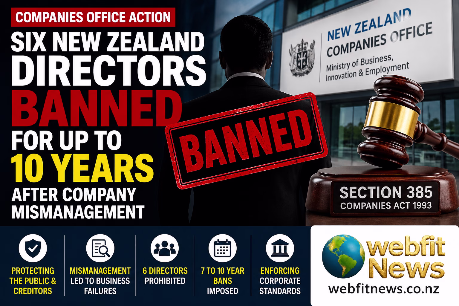 Six New Zealand Directors Banned for Up to 10 Years After Company Failures