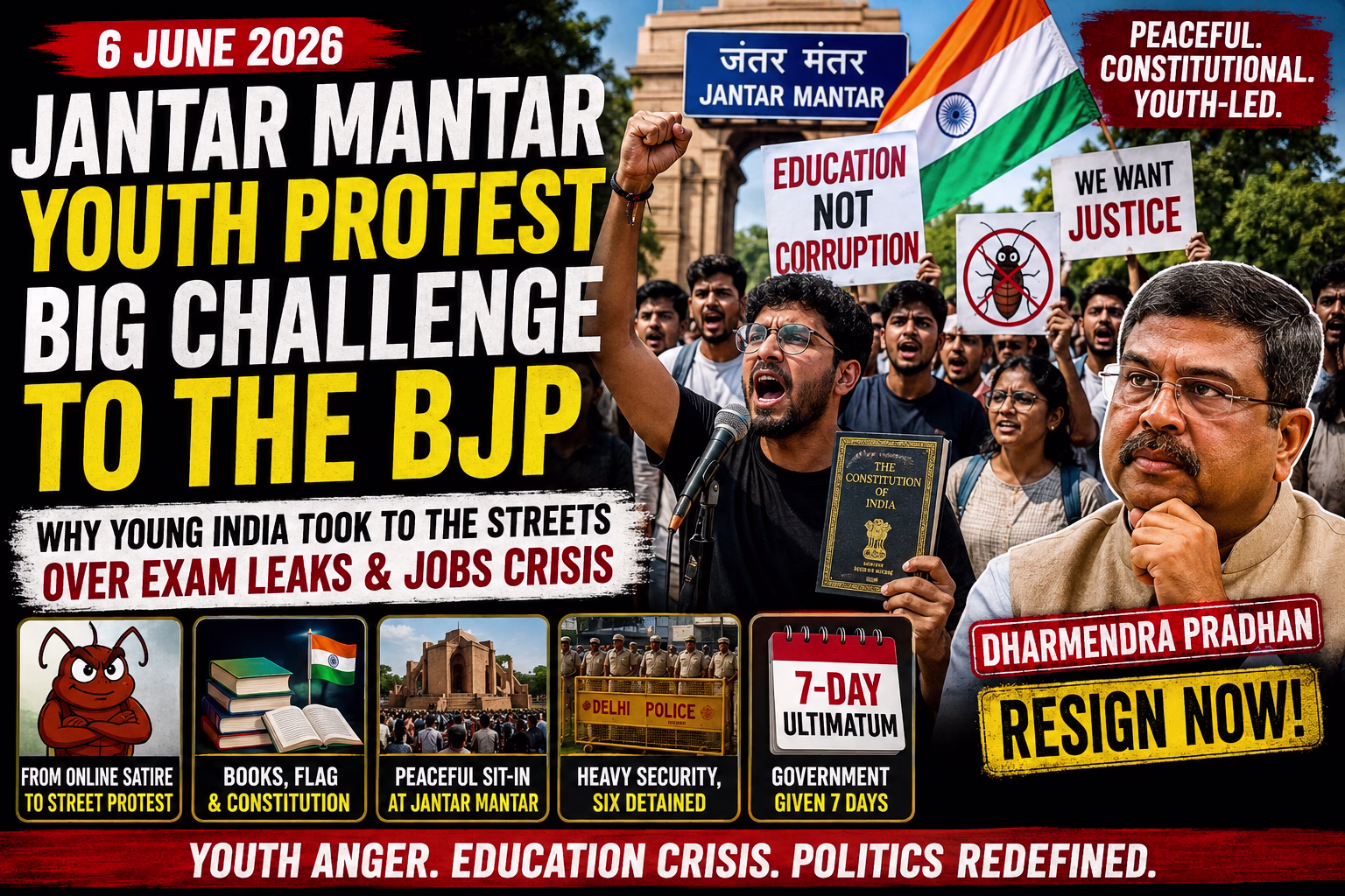 Jantar Mantar Youth Protest Puts BJP Under Pressure Over Exam Controversies