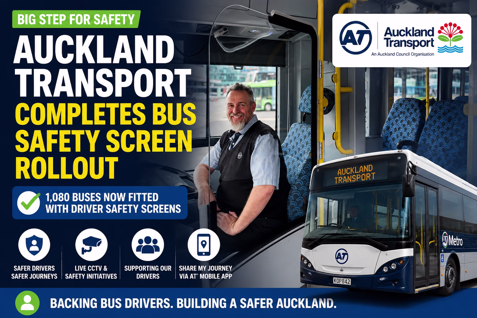 Auckland Transport Completes Bus Driver Safety Screen Rollout Across 1,080 Buses