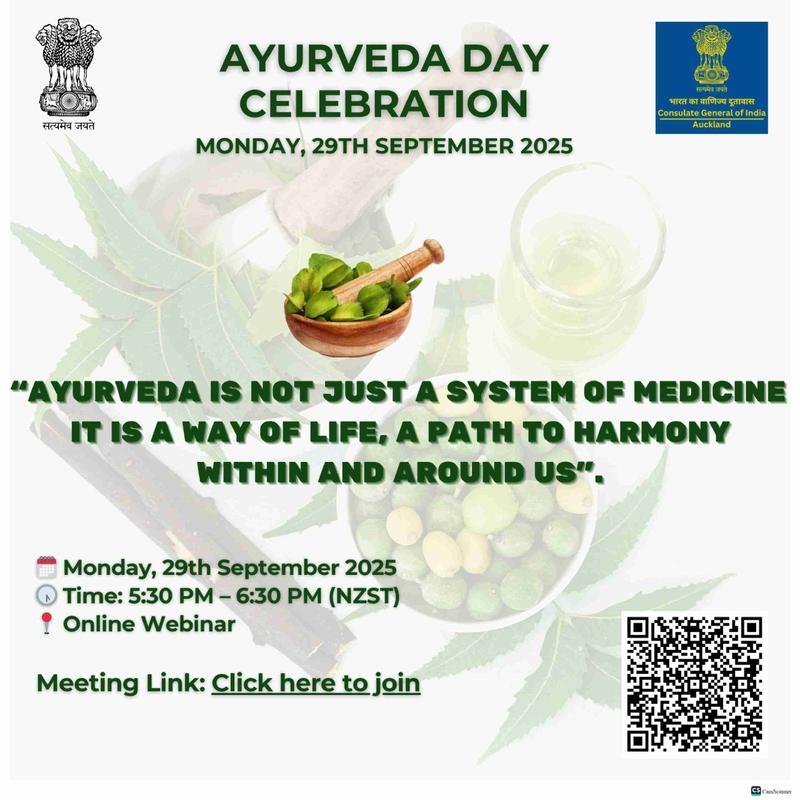 Ayurveda Day 2025 to be Celebrated Online by CGI Auckland