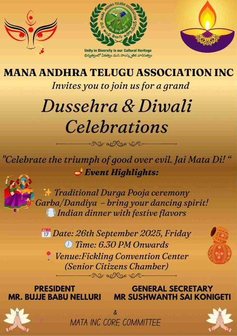Mana Andhra Telugu Association to Host Dussehra and Diwali Celebrations in Auckland