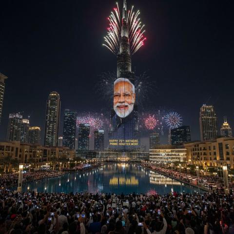 Modi’s portrait lights up Burj Khalifa on his 75th birthday