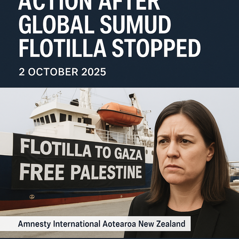 Amnesty NZ urges action after Global Sumud Flotilla stopped