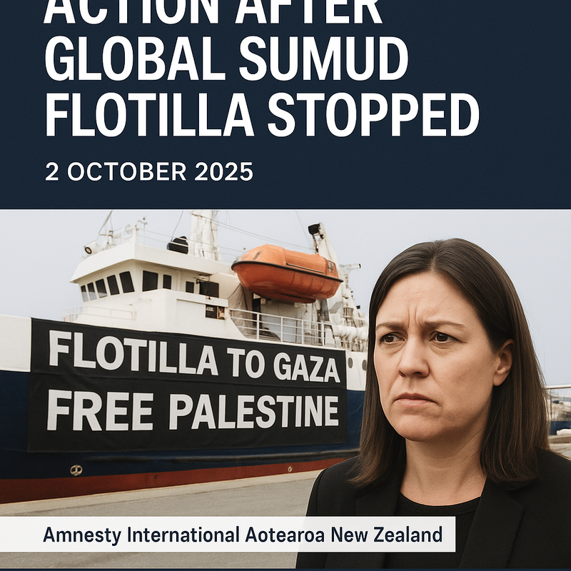 Amnesty NZ urges action after Global Sumud Flotilla stopped