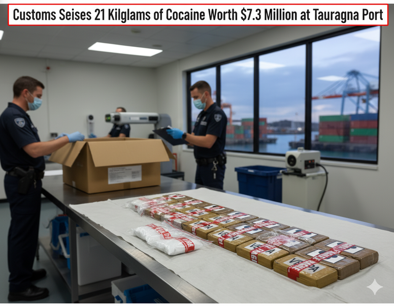 Customs Seizes 21 Kilograms of Cocaine Worth $7.3 Million at Tauranga Port