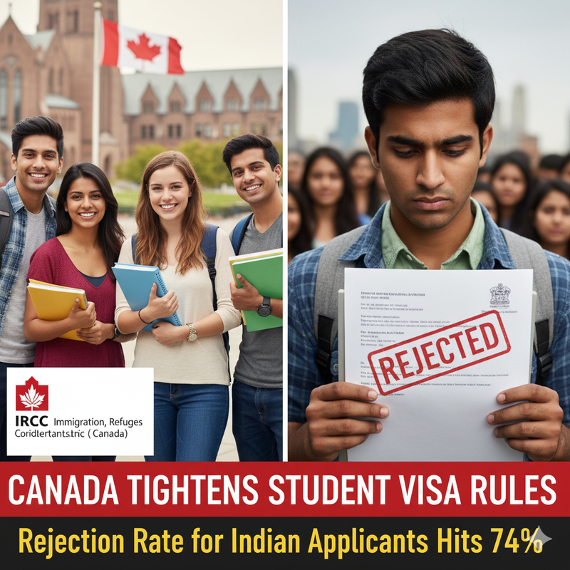 Canada Tightens Student Visa Rules, Rejection Rate for Indian Applicants Hits 74%