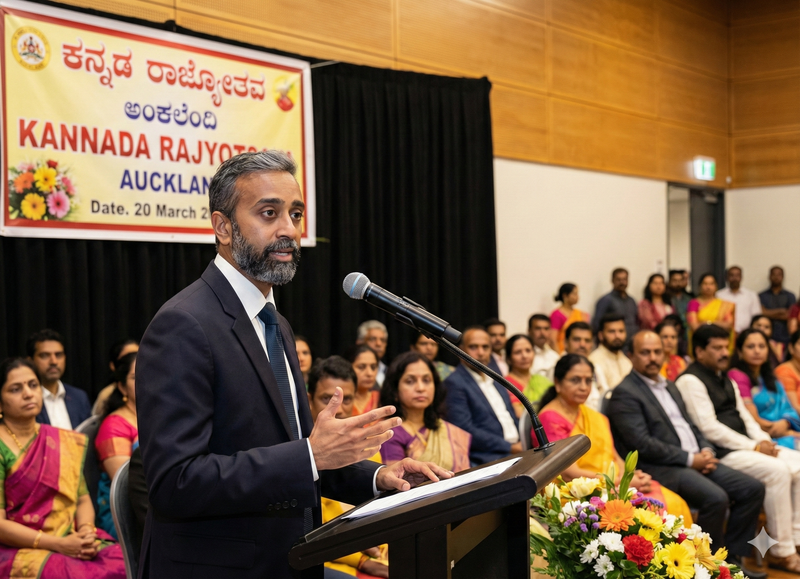 From Bengaluru to leading Air New Zealand, Nikhil Ravishankar’s remarkable journey inspired the audience at the Kannada Rajyotsava celebration.