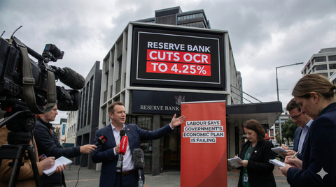Reserve Bank Cuts OCR Again, Government Welcomes Outlook While Labour Criticises Lack of Action