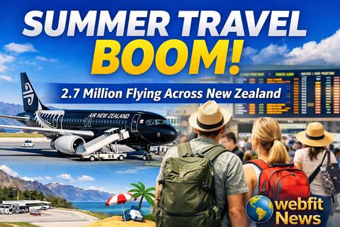 Summer travel rush at New Zealand airports during holiday season