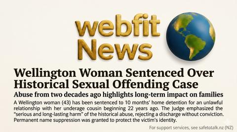 Wellington Woman Sentenced Over Historical Sexual Offending Case