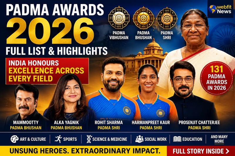 Padma Awards 2026: From Rohit Sharma to Mammootty, India Honours Excellence Across Every Field