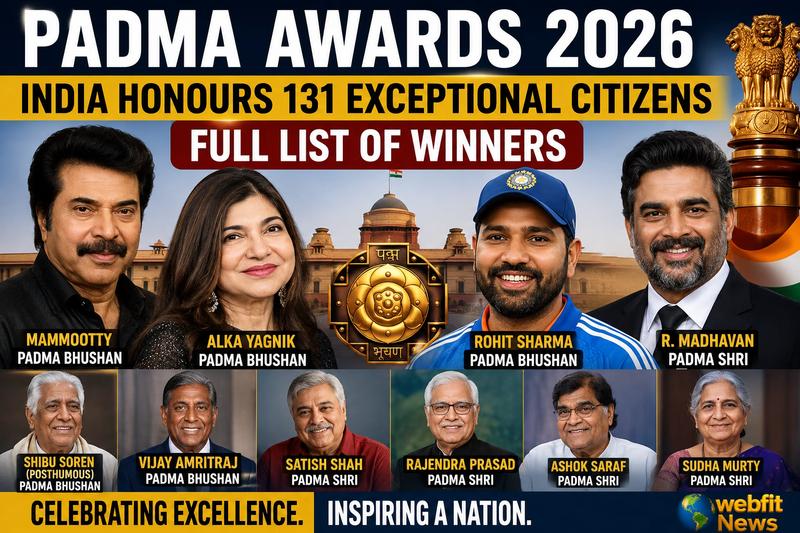 Padma Awards 2026: Mammootty, Rohit Sharma, R. Madhavan Among India's Top Honourees