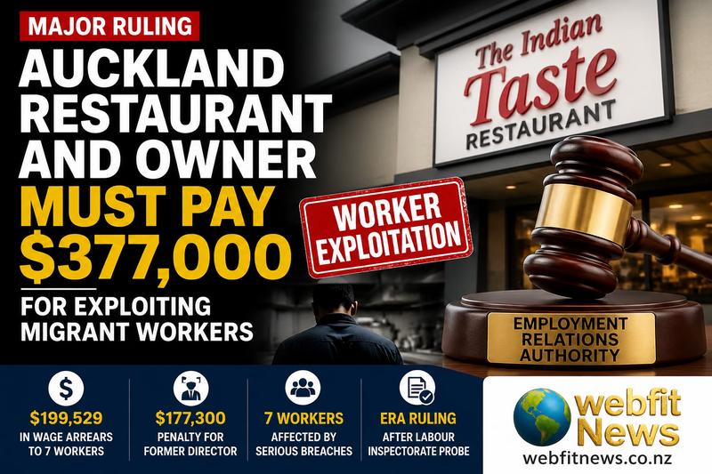 Auckland Restaurant and Former Director Ordered to Pay $377K Over Migrant Worker Exploitation