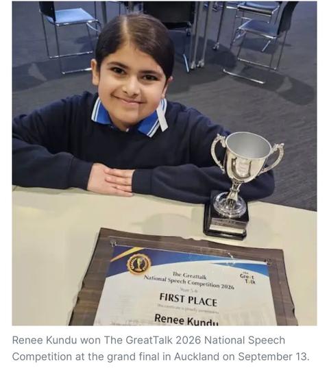 Hawke’s Bay 10-year-old Renee Kundu wins national speech competition