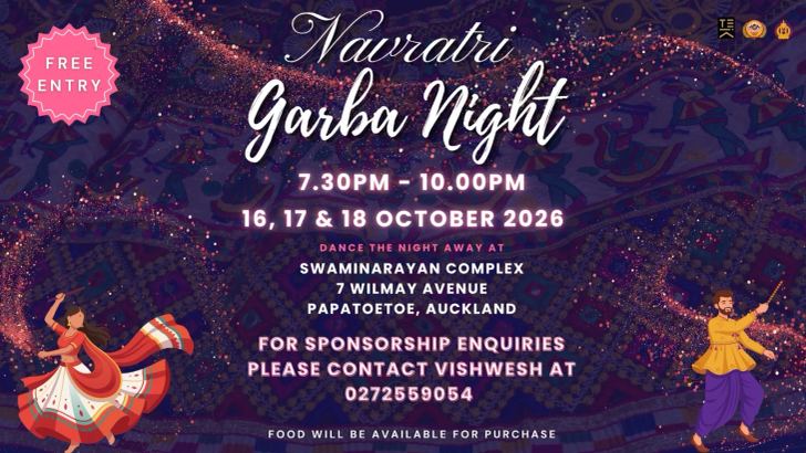 Navratri Garba Night, Papatoetoe, 16-18 Oct